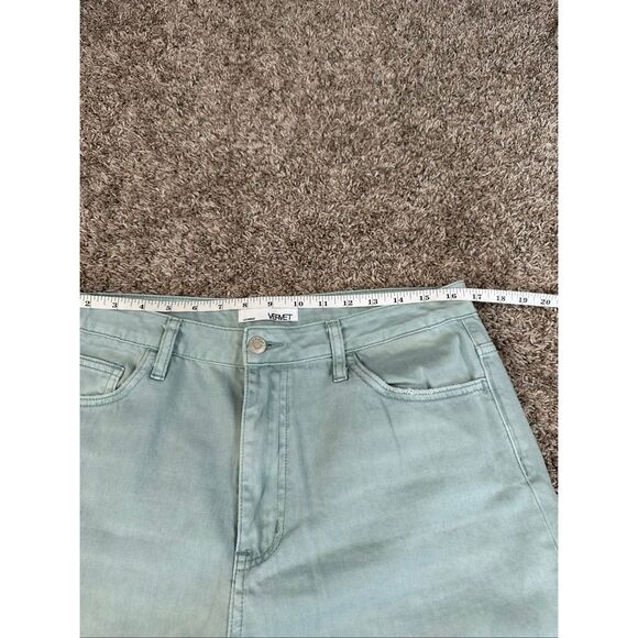 Vervet 90's Vintage Loose Fit Crop Flare Distressed Teal Green Wash Jean Size 30 - Picture 6 of 13
